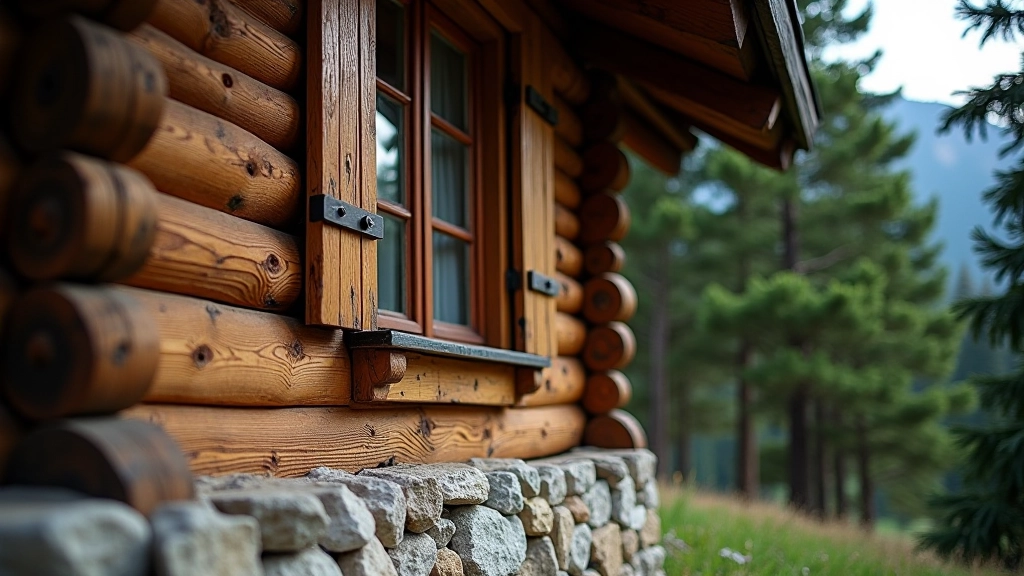 Detail tradičního krkonošského domu s dřevěnou konstrukcí a typickými prvky architektur